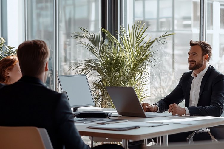 sprechende Personen am Tisch