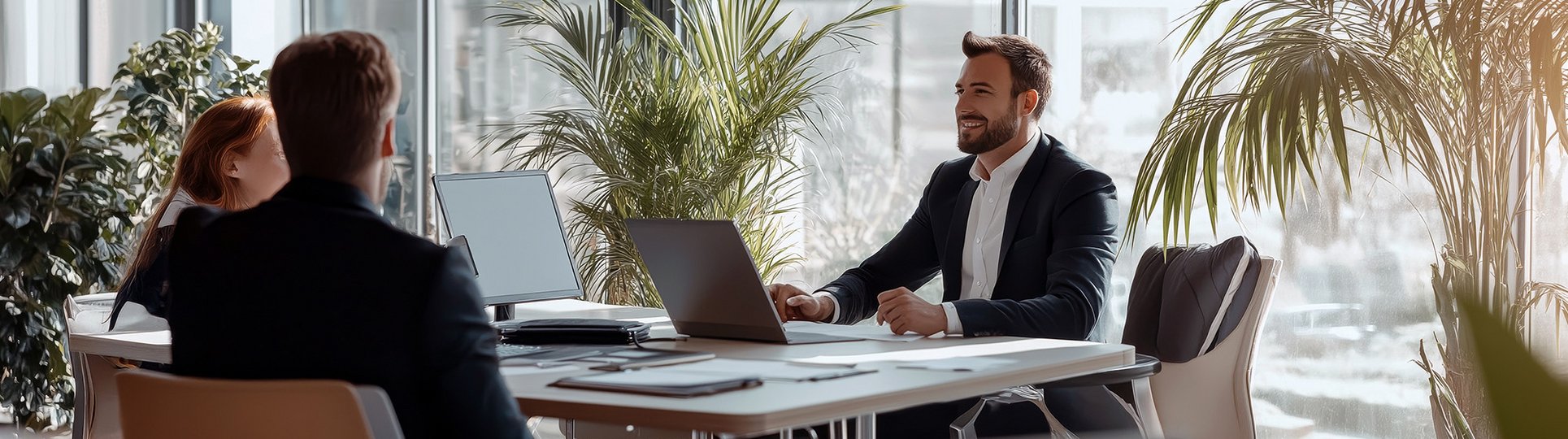 sprechende Personen am Tisch